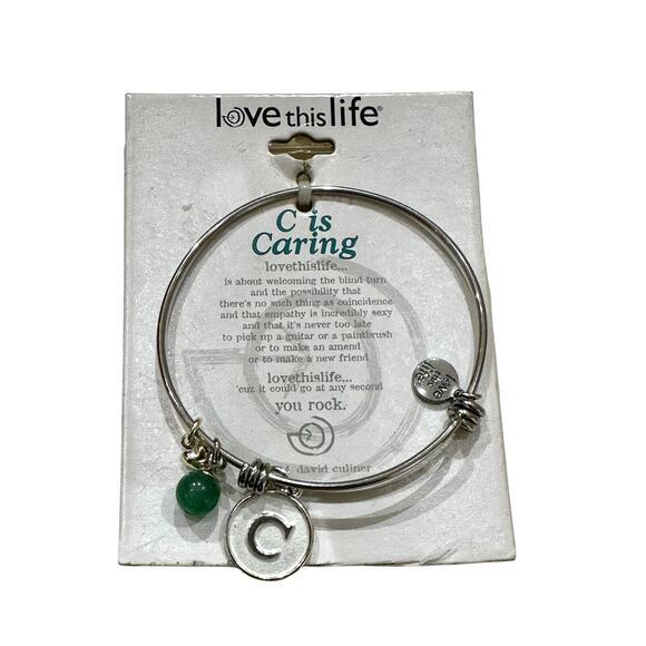 NWT Love the Life C is Caring Jade Sterling over Stainless Bracelet - Picture 1 of 5